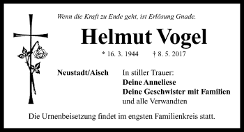 Traueranzeige von Helmut Vogel von Neustadt/ Scheinfeld/ Uffenheim