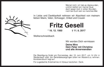 Traueranzeige von Fritz Gesell von Dinkelsbühl/ Feuchtwangen