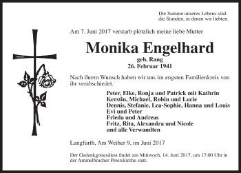 Traueranzeige von Monika Engelhard von Dinkelsbühl/ Feuchtwangen