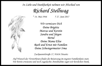 Traueranzeige von Richard Stellwag von Rothenburg