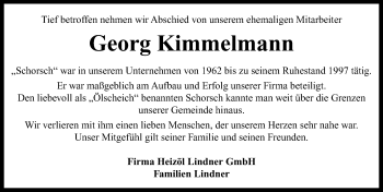 Traueranzeige von Georg Kimmelmann von Neustadt/ Scheinfeld/ Uffenheim