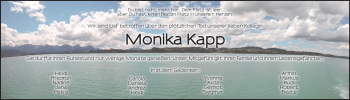 Traueranzeige von Monika Kapp von Neustadt/ Scheinfeld/ Uffenheim