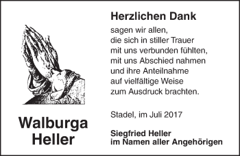 Traueranzeige von Walburga Heller von Dinkelsbühl/ Feuchtwangen