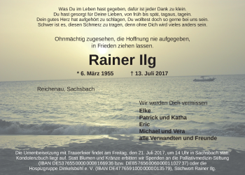 Traueranzeige von Rainer Ilg von Dinkelsbühl/ Feuchtwangen