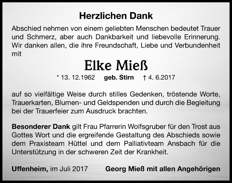 Traueranzeigen Von Elke Miess Trauer Flz De