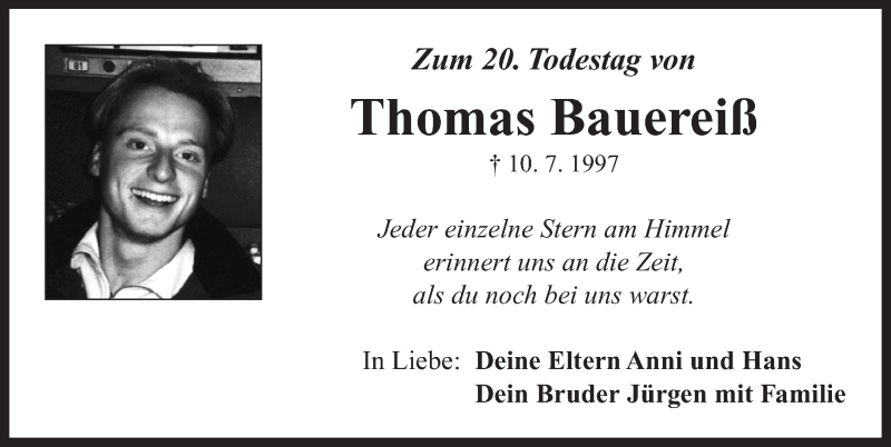  Traueranzeige für Thomas Bauereiß vom 10.07.2017 aus Neustadt/ Scheinfeld/ Uffenheim