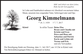 Traueranzeige von Georg Kimmelmann von Neustadt/ Scheinfeld/ Uffenheim