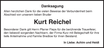 Traueranzeige von Kurt Reichel von Dinkelsbühl/ Feuchtwangen