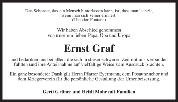 Traueranzeige von Ernst Graf von Dinkelsbühl/ Feuchtwangen