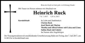 Traueranzeige von Heinrich Ruck von Neustadt/ Scheinfeld/ Uffenheim