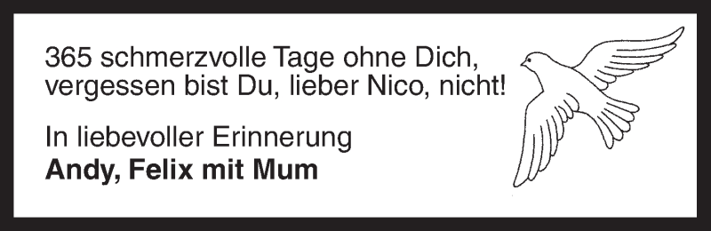  Traueranzeige für Nico Springer vom 27.07.2017 aus Dinkelsbühl/ Feuchtwangen