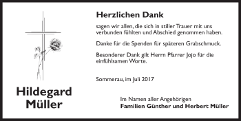 Traueranzeige von Hildegard Müller von Dinkelsbühl/ Feuchtwangen