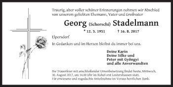 Traueranzeige von Georg Stadelmann von Ansbach