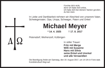 Traueranzeige von Michael Meyer von Ansbach