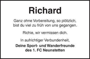 Traueranzeige von Richard  von Ansbach