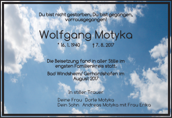 Traueranzeige von Wolfgang Motyka von Neustadt/ Scheinfeld/ Uffenheim