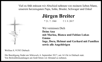 Traueranzeige von Jürgen Breiter von Rothenburg