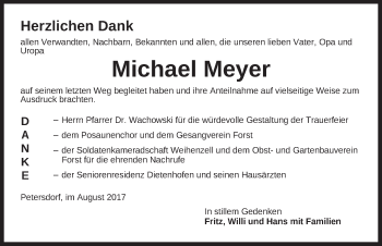 Traueranzeige von Michael Meyer von Ansbach