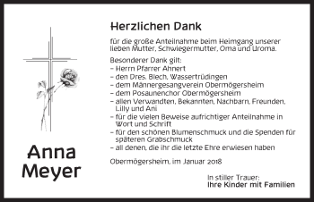 Traueranzeige von Anna Meyer von Dinkelsbühl/ Feuchtwangen