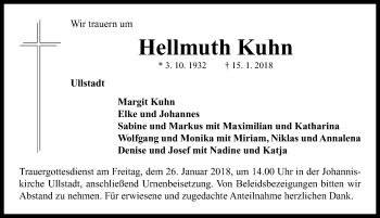 Traueranzeige von Hellmuth Kuhn von Neustadt/ Scheinfeld/ Uffenheim