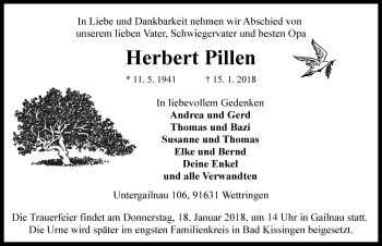 Traueranzeige von Herbert Pillen von Rothenburg