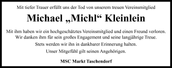 Traueranzeige von Michael Kleinlein von Neustadt/ Scheinfeld/ Uffenheim