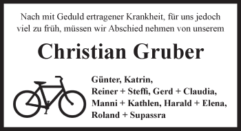 Traueranzeige von Christian Gruber von Neustadt/ Scheinfeld/ Uffenheim