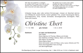 Traueranzeige von Christine Ebert von Dinkelsbuhl/ Feuchtwangen