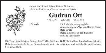 Traueranzeige von Gudrun Ott von Neustadt/ Scheinfeld/ Uffenheim