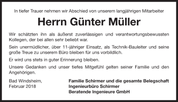 Traueranzeige von Günter Müller von Neustadt/ Scheinfeld/ Uffenheim