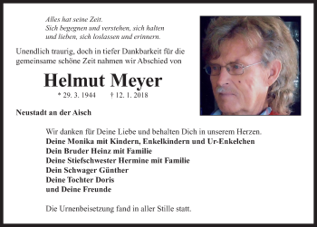 Traueranzeige von Helmut Meyer von Neustadt/ Scheinfeld/ Uffenheim