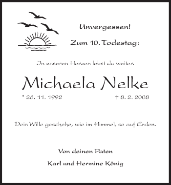 Traueranzeige von Michaela Nelke von Dinkelsbühl/ Feuchtwangen