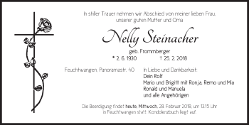 Traueranzeige von Nelly Steinacher von Dinkelsbuhl/ Feuchtwangen