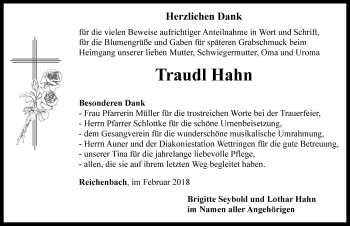 Traueranzeige von Traudl Hahn von Rothenburg