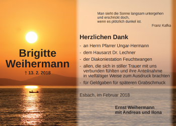 Traueranzeige von Brigitte Weihermann von Dinkelsbühl/ Feuchtwangen