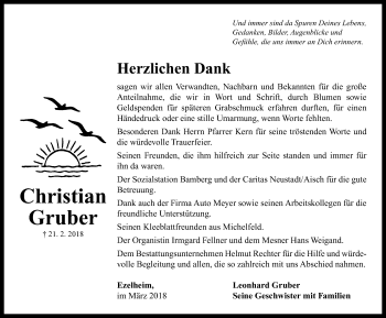 Traueranzeige von Christian Gruber von Neustadt/ Scheinfeld/ Uffenheim