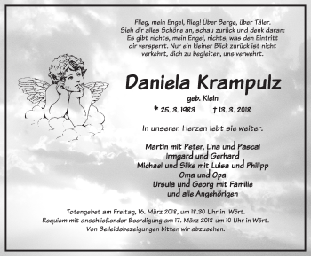 Traueranzeige von Daniela Krampulz von Dinkelsbuhl/ Feuchtwangen