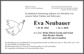 Traueranzeige von Eva Neubauer von Ansbach