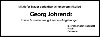 Traueranzeige von Georg Johrendt von Rothenburg