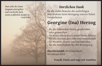 Traueranzeige von Georgine  Herzog von Neustadt/ Scheinfeld/ Uffenheim