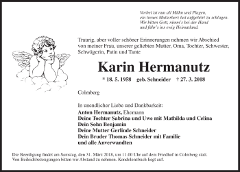 Traueranzeige von Karin Hermanutz von Ansbach