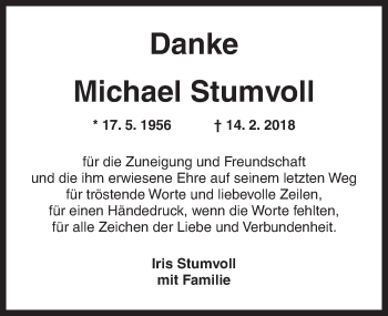 Traueranzeige von Michael Stumvoll von Gesamtausgabe