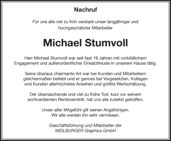 Traueranzeige von Michael Stumvoll von Gesamtausgabe