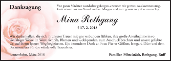 Traueranzeige von Mina Rothgang von Dinkelsbuhl/ Feuchtwangen