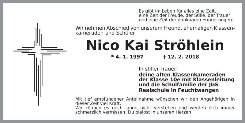  Traueranzeige für Nico Kai Ströhlein vom 07.03.2018 aus Dinkelsbuhl/ Feuchtwangen