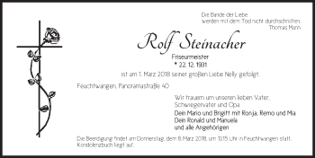 Traueranzeige von Rolf Steinacher von Dinkelsbühl/ Feuchtwangen