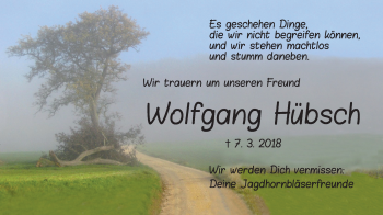 Traueranzeige von Wolfgang Hübsch von Dinkelsbühl/ Feuchtwangen