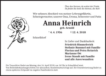 Traueranzeige von Anna Heinrich von Dinkelsbuhl/ Feuchtwangen