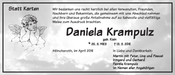 Traueranzeige von Daniela Krampulz von Dinkelsbuhl/ Feuchtwangen