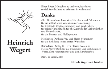 Traueranzeige von Heinrich Wegert von Dinkelsbühl/ Feuchtwangen